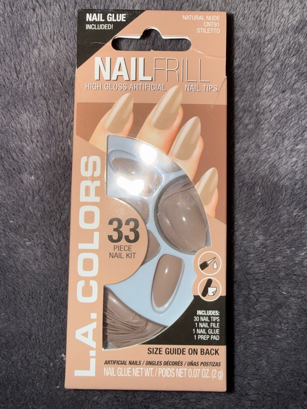 L.A. Colors Natural Nude Stiletto Nail Tips in Warm Beige